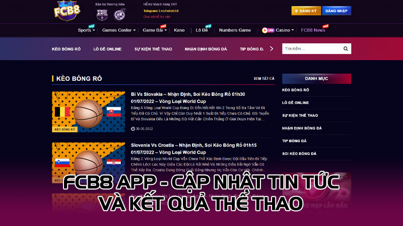 Fcb8 app - cập nhật tin tức và kết quả thể thao